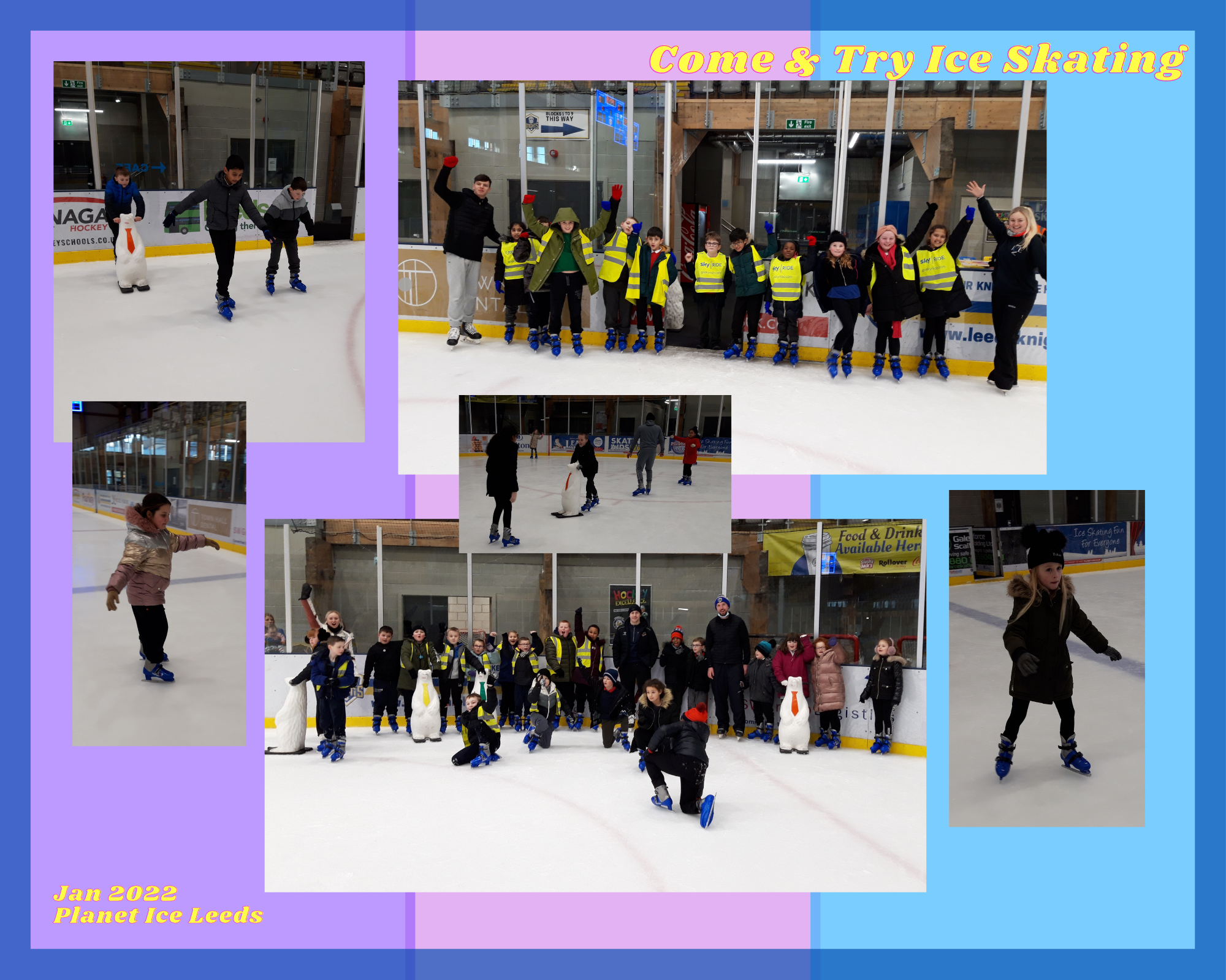 Children at an ice skating event.